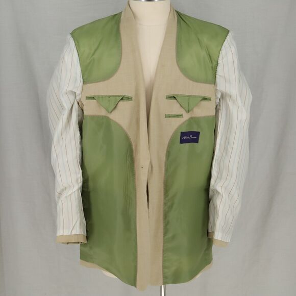 Alan Flusser Sport Coat Mens 46L Beige Jacket Lined Single Vent Two Button - Picture 14 of 16